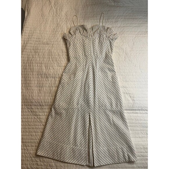 NWOT Rebecca Taylor Sleeveless Stripe Ruffle Dress In Blue Combo - Picture 3 of 8